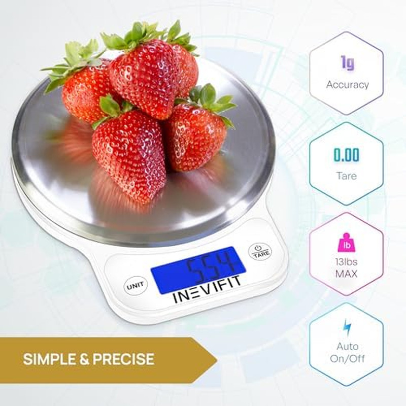 Body Analyzer Scale & Digital Kitchen Scale Fitness Bundle, Complete Body Compos