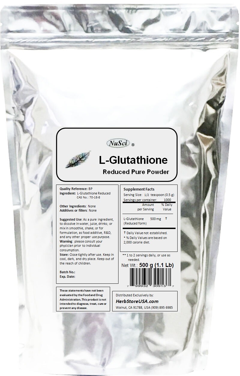 NuSci L-Glutathione Powder Pure Reduced Form 227g (8.0oz) antioxidant