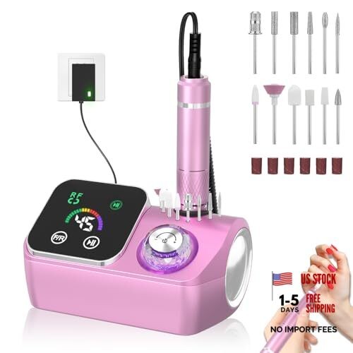 Professional Electric Nail Drill E-File Machine – 45,000 RPM Corded Nail Pink