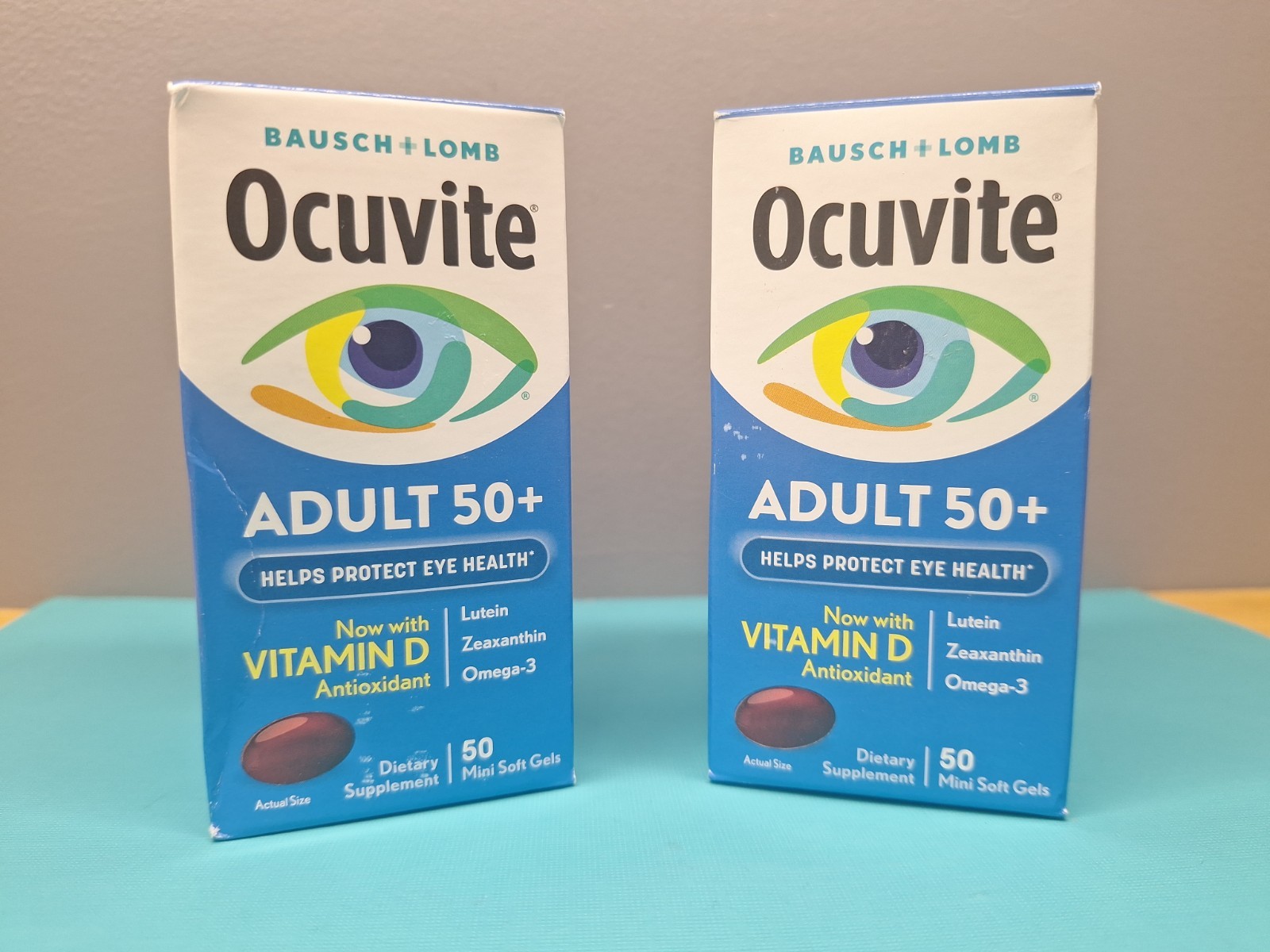 Lot Of 2 Bausch + Lomb Ocuvite Adult 50 + Eye Health Supplement 100 Gels 08/26 +