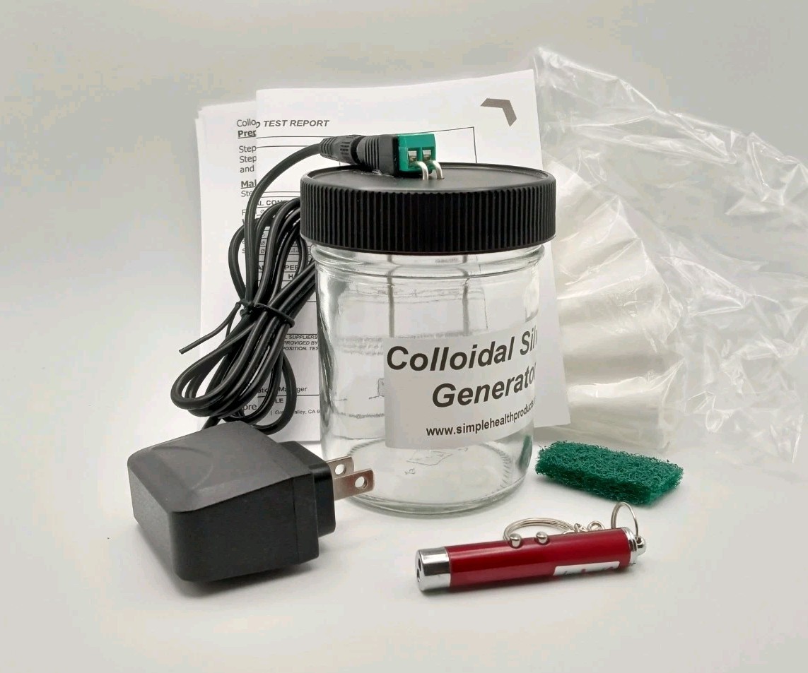 Colloidal Silver Generator 99.99% Silver, Simple Health Products 8oz jar BLK