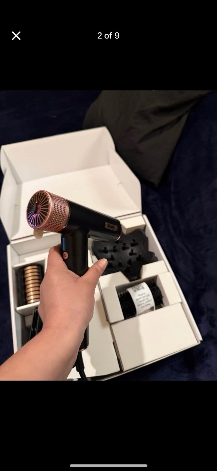 Shark Standard Hair Dryer w/ 4 Attachments, Black/Rose Gold