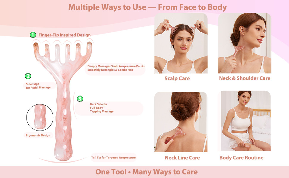 3pcs Scalp Massage Tool Head Massager Gua Sha Comb for Face/Neck/Body/Eye
