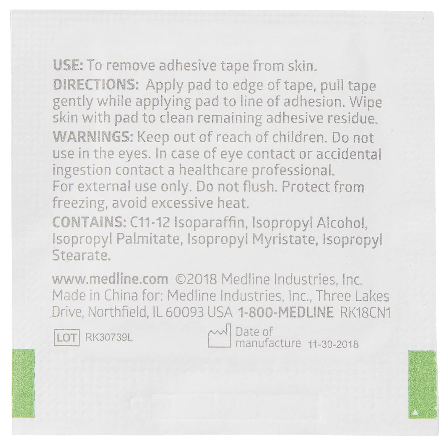Medline Adhesive Remover Pads 100 Count Acetone Free 2 Ply Durable Cleaning