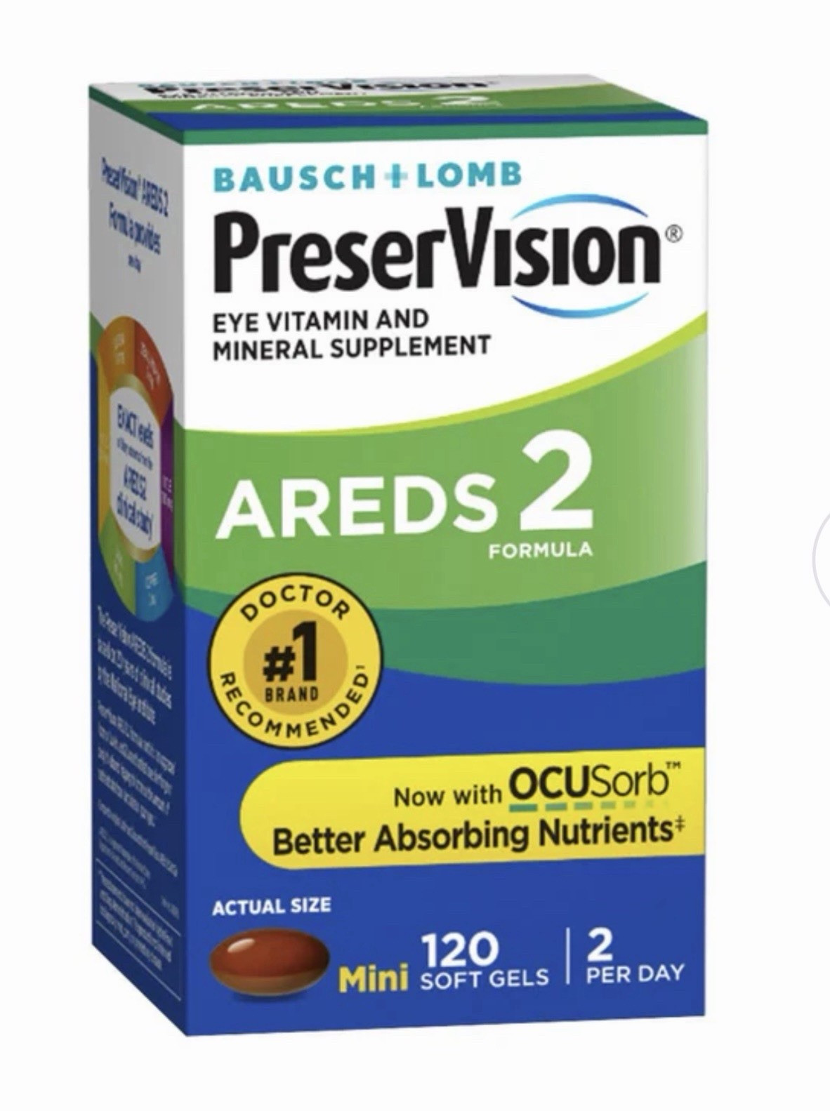 Bausch + Lomb PreserVision AREDS 2 Eye Health Mini Softgels 120 Count