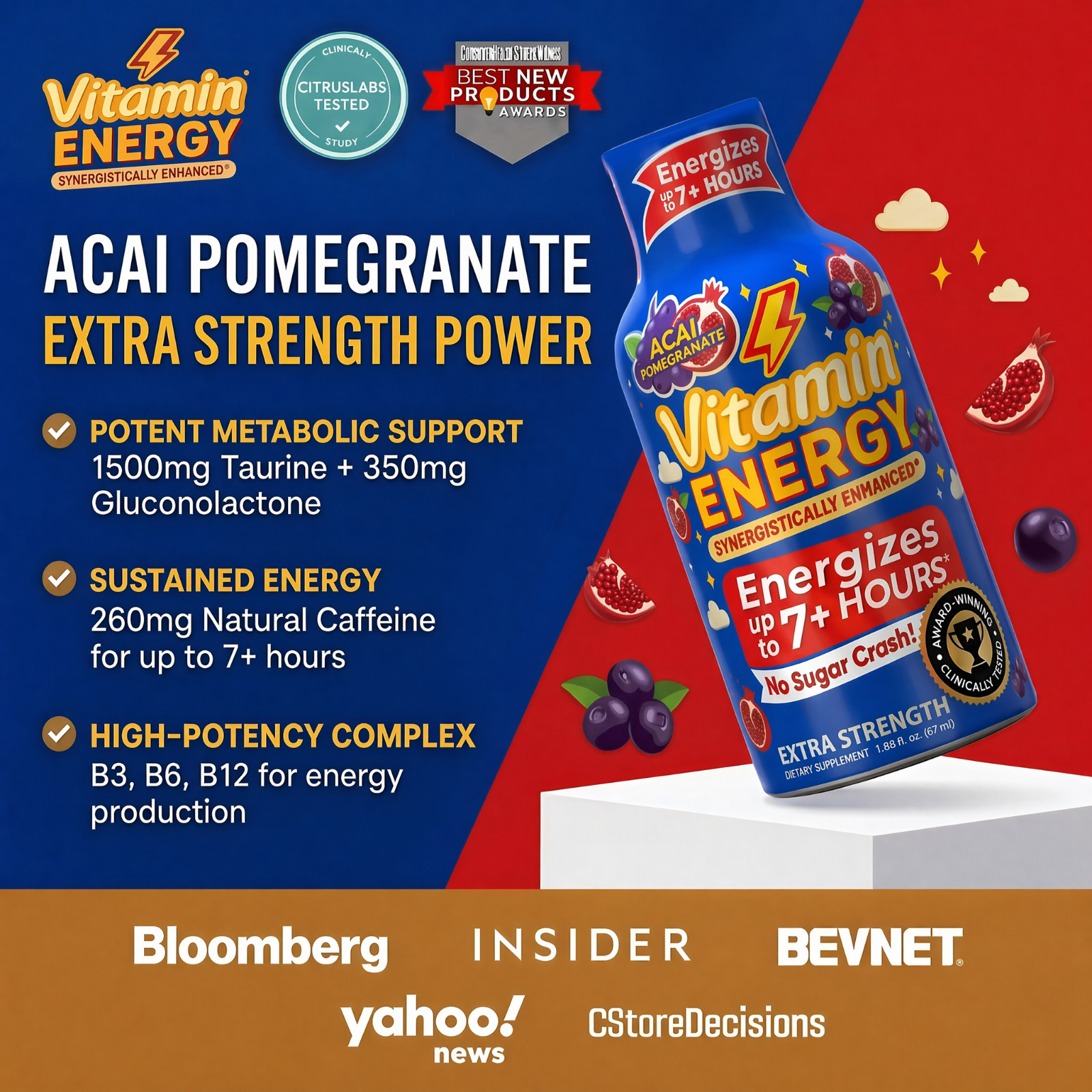 (48 Pack) Vitamin Energy® B12 14,000% Energy Shots, Clinically Proven