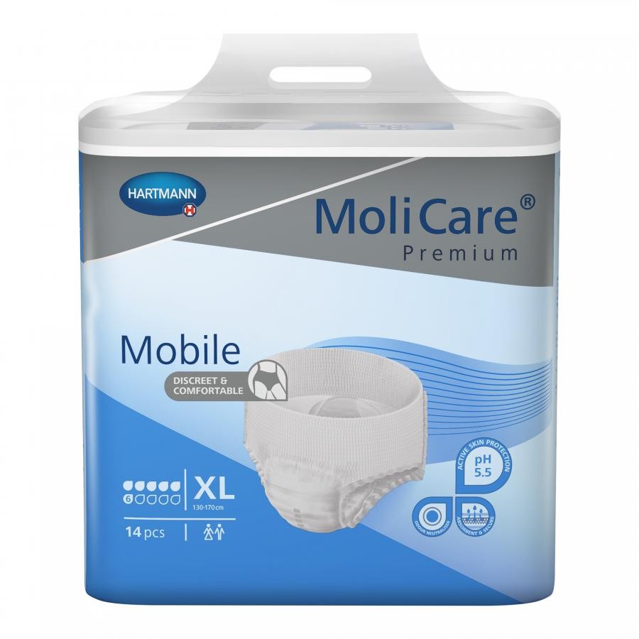 MoliCare Prem Mobile 6D Underwear Adult Unisex XL 51-67″ Pull-On Mod Absorb, 56