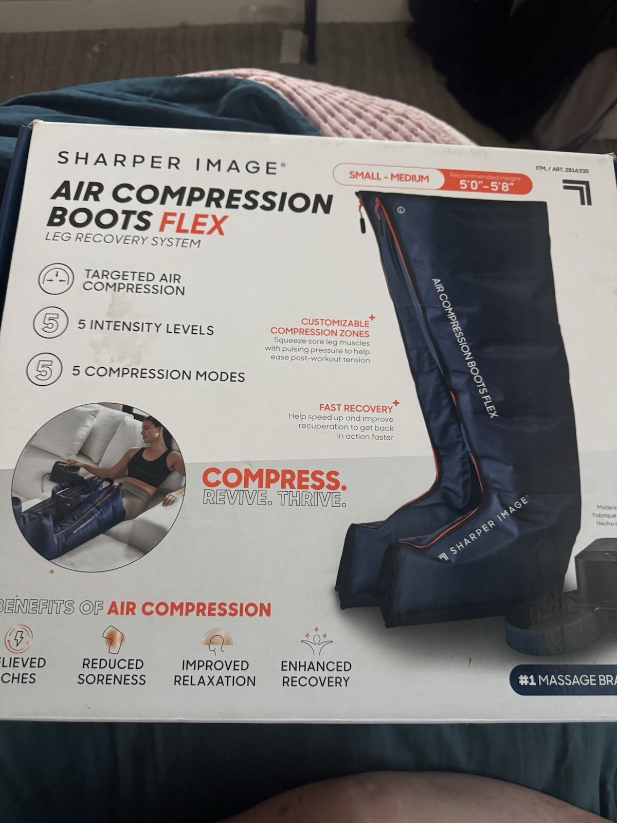 Sharper Image Air Compression Boots Flex Leg Recovery System SM/MD New