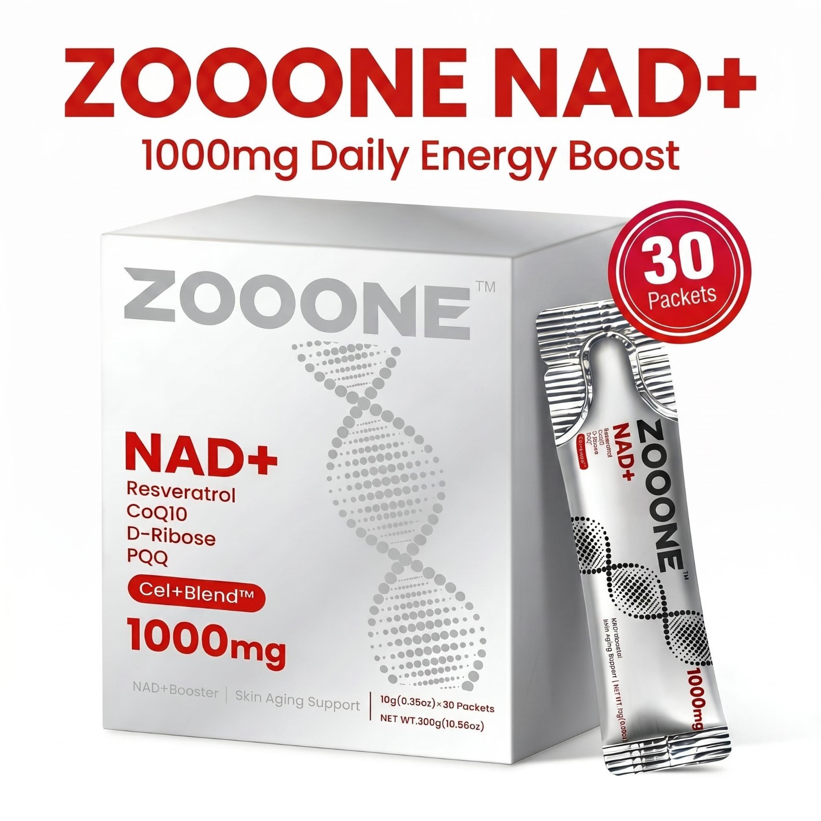 ZOOONE NAD Plus Supplement Cel Blend Cellular Repair Energy Booster Resveratrol