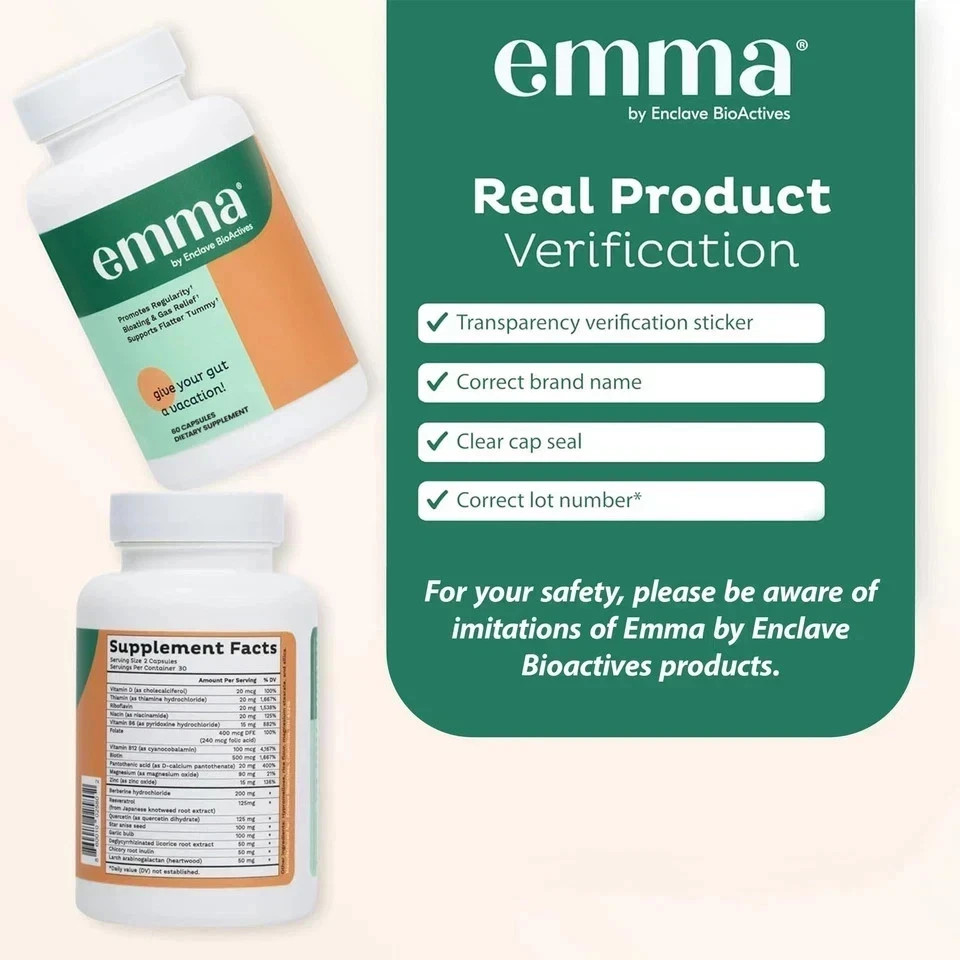 Emma 60 Capsule Improve Energy Digestive Gut Health Boost Metabolism Antioxidant