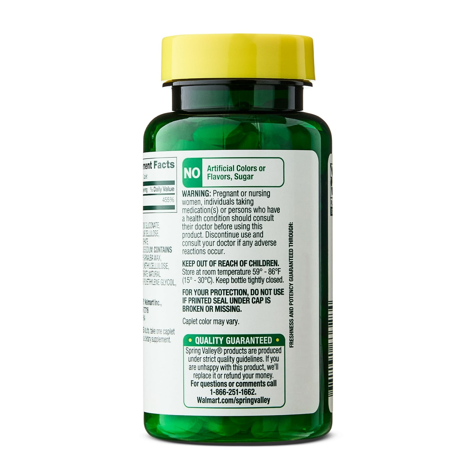Spring Valley Zinc 50 mg 200 Caplets Immune Support Supplement