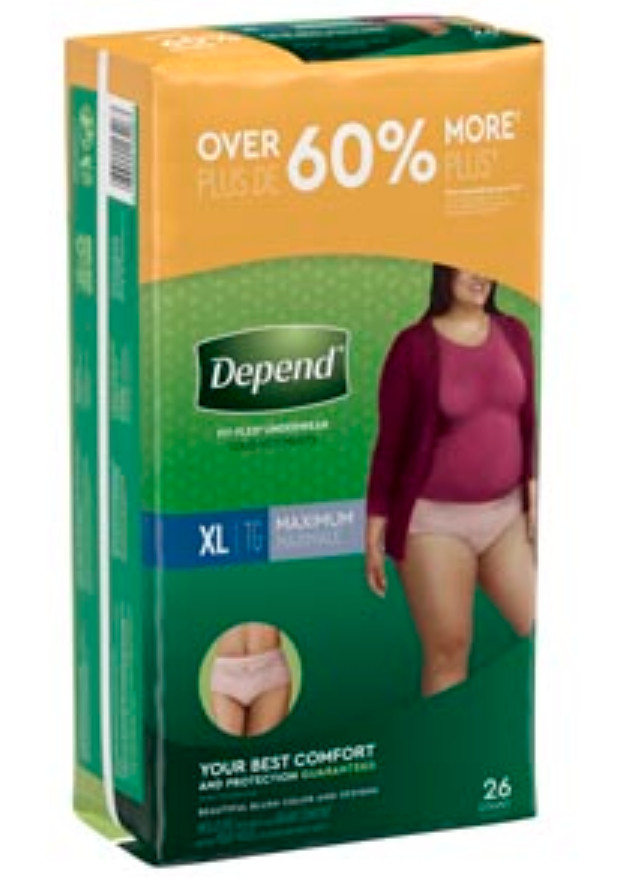 DEPEND UNDERWEAR MAXIMUM ABS XL FOR WOMEN 26 Pack / 13406