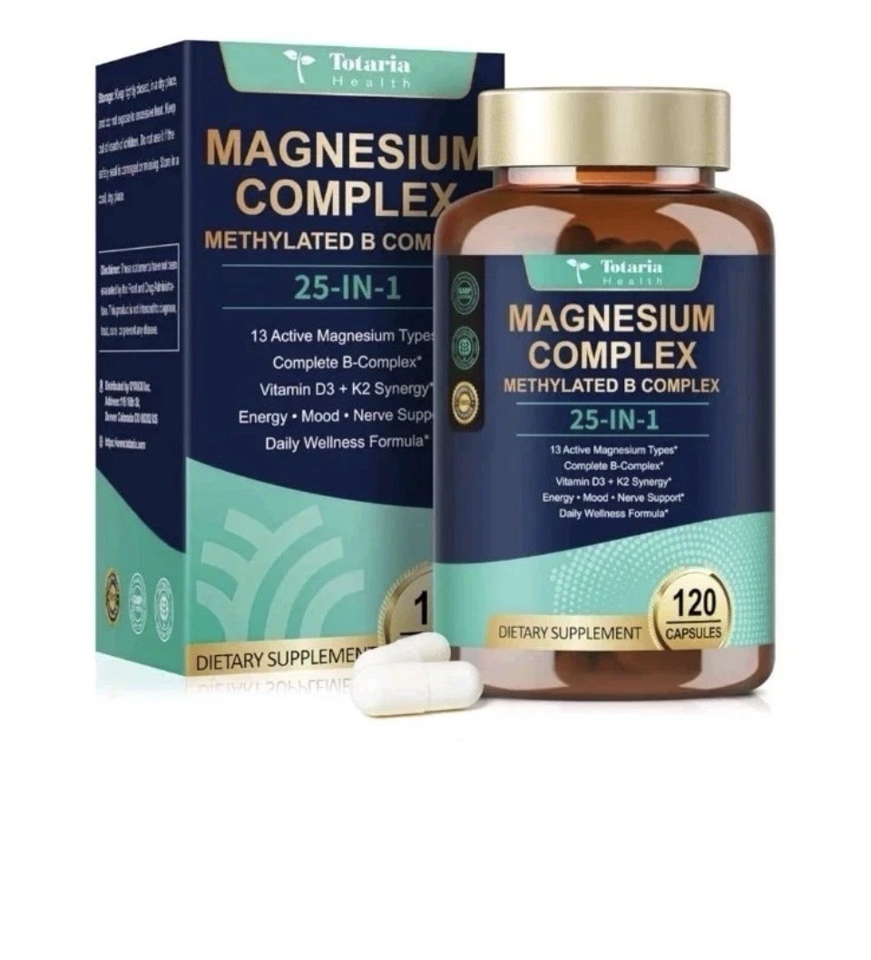 Totaria Health Magnesium Complex 25 in 1 – 120ct Energy Mood Nerve Support