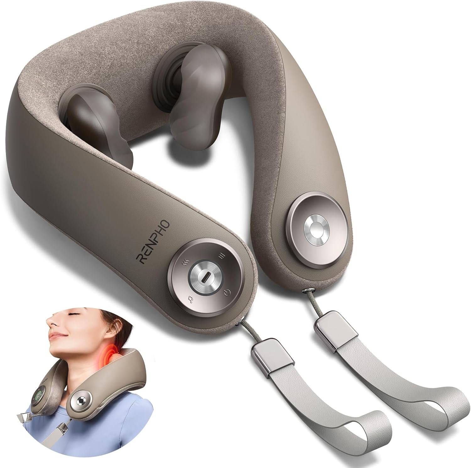 RENPHO Neck Massager with Heat [2025 Upgraded], 6D Cordless Neck Massager US