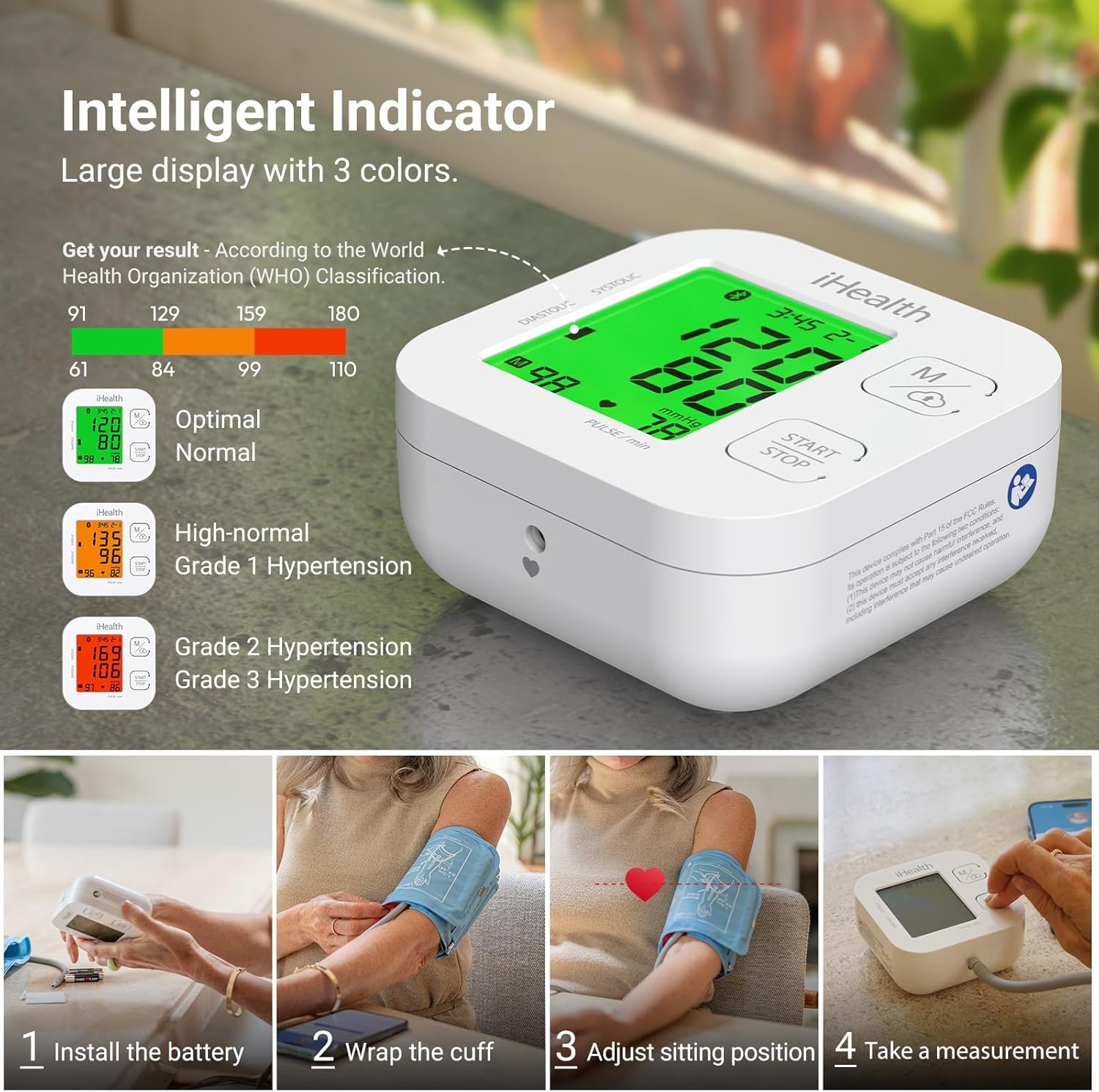 Track Smart Upper Arm Blood Pressure Monitor with Wide Range Cuff That Fits Stan