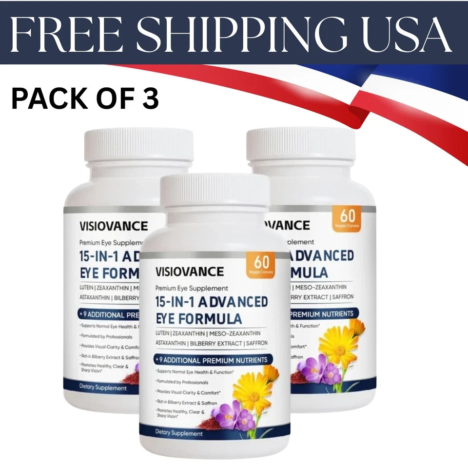 (3 Pack) VisioVance 15 in 1 Advanced Ocular Formula – Neurobella Eye Formula USA