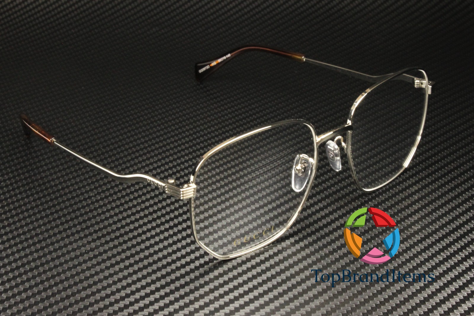 GUCCI GG0973O 002 Rectangular Silver Shiny Demo Lens 56 mm Women’s Eyeglasses