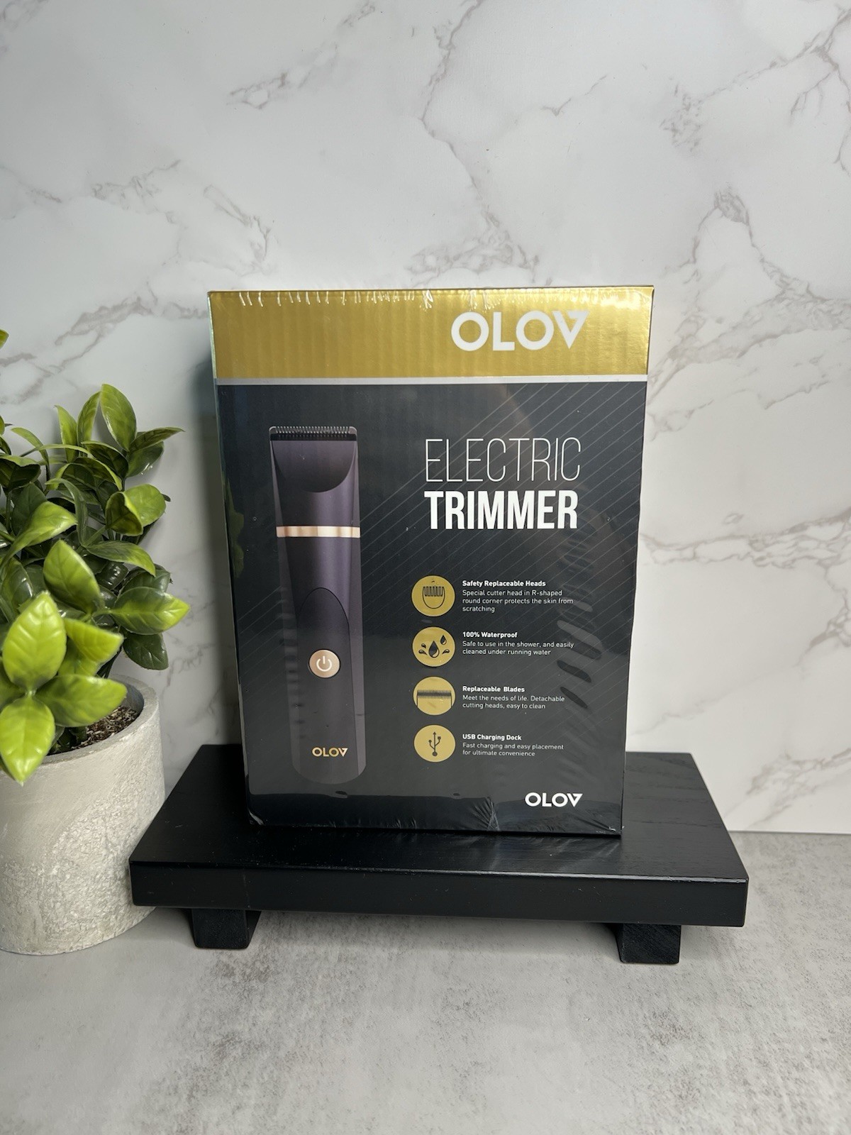 OLOV YP-7032 Body Trimmer – Waterproof USB Rechargeable, Black/Gold