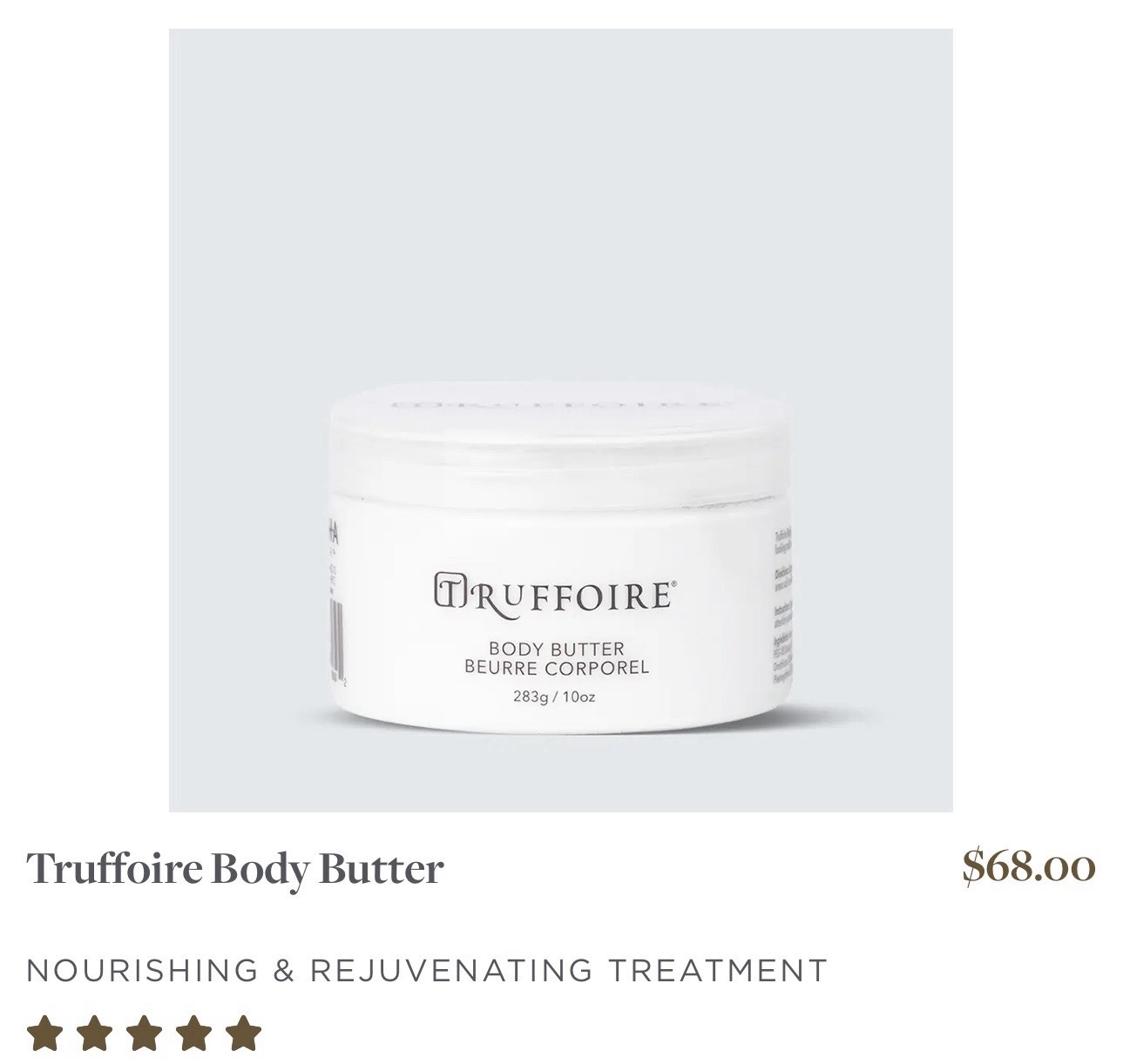 Truffoire Body Butter Beurre Corporel Hydrating Shea Butter 10oz