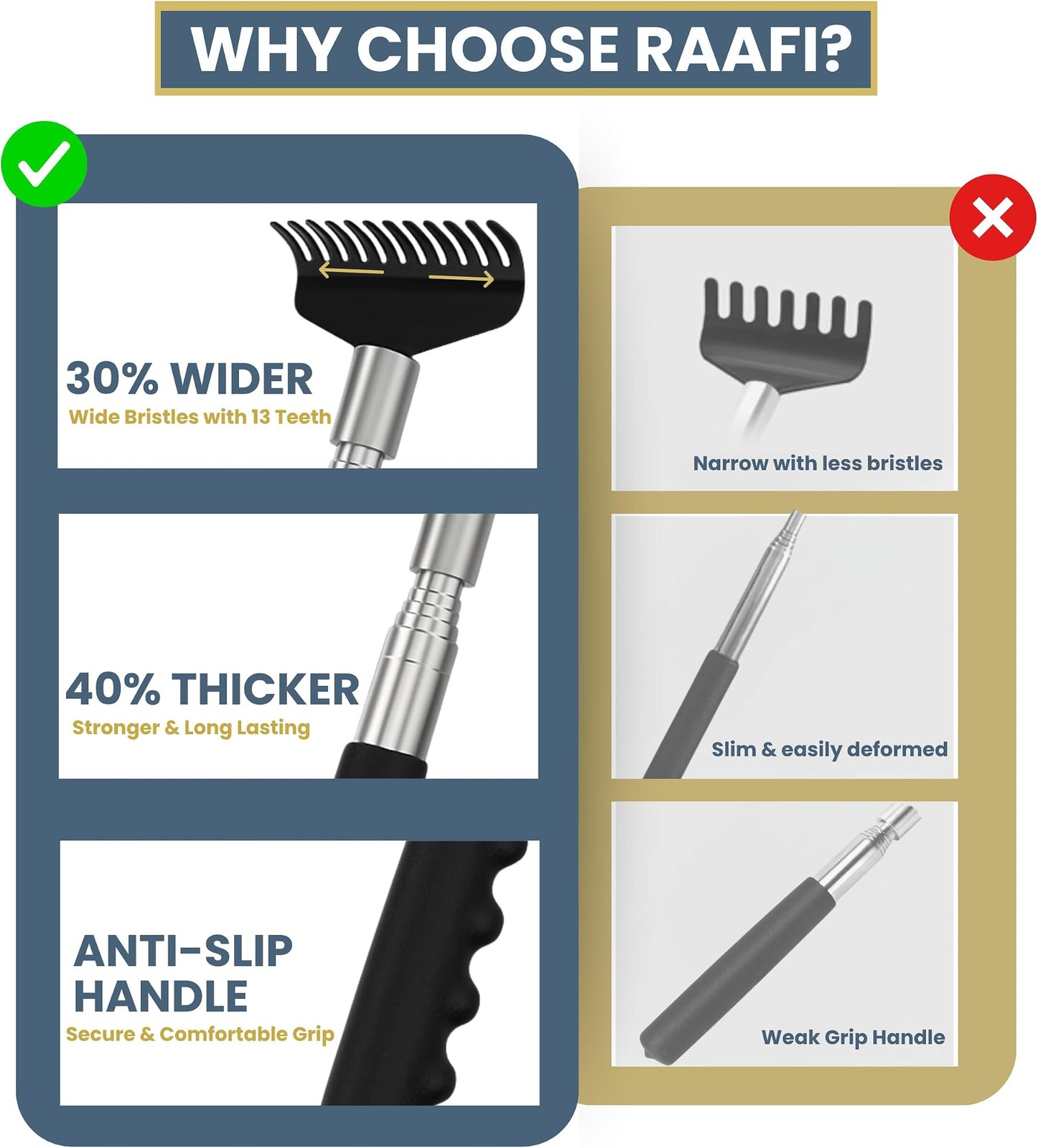 Robust Telescoping Back Scratcher for Instant Itch Relief, Extra Wide Head, S…