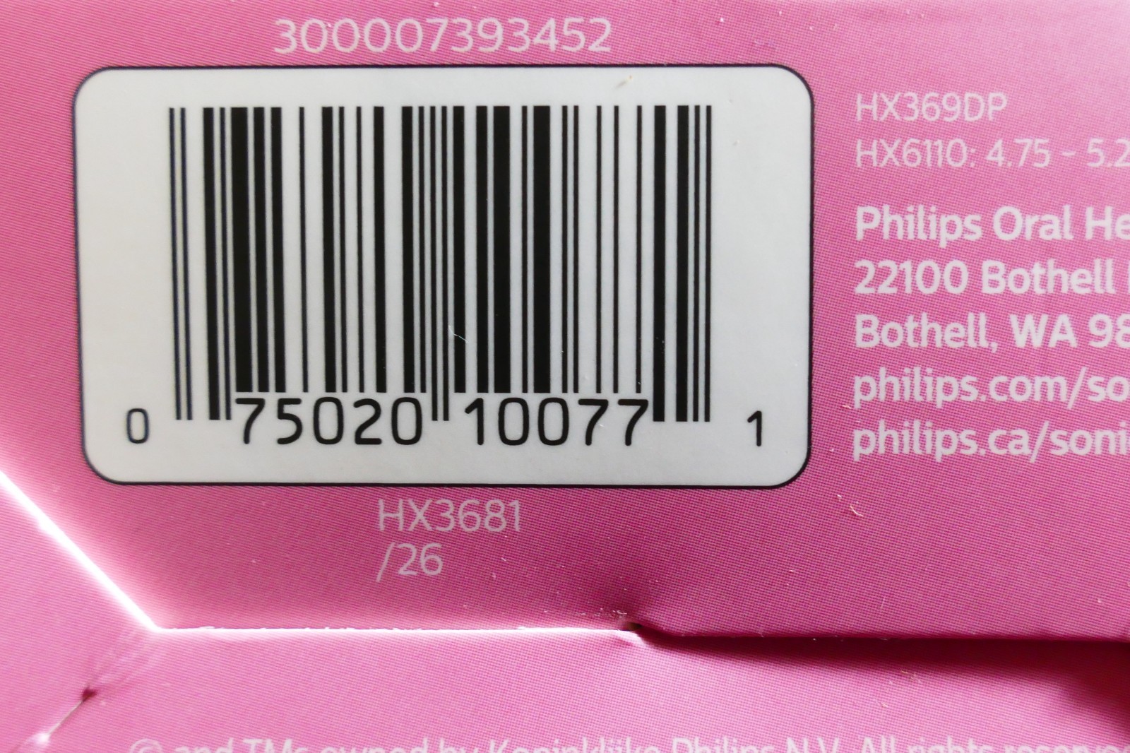 Philips Sonicare 4100 Power Toothbrush Pink Rechargeable Electric HX3681/23