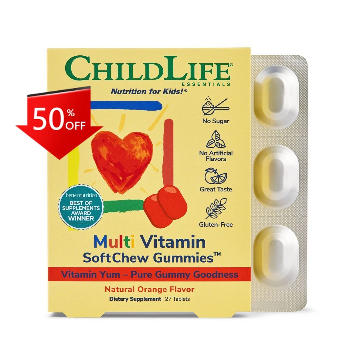 ChildLife Essentials Multivitamin Soft Chews Gummies -27ct:Certified Gluten-Free