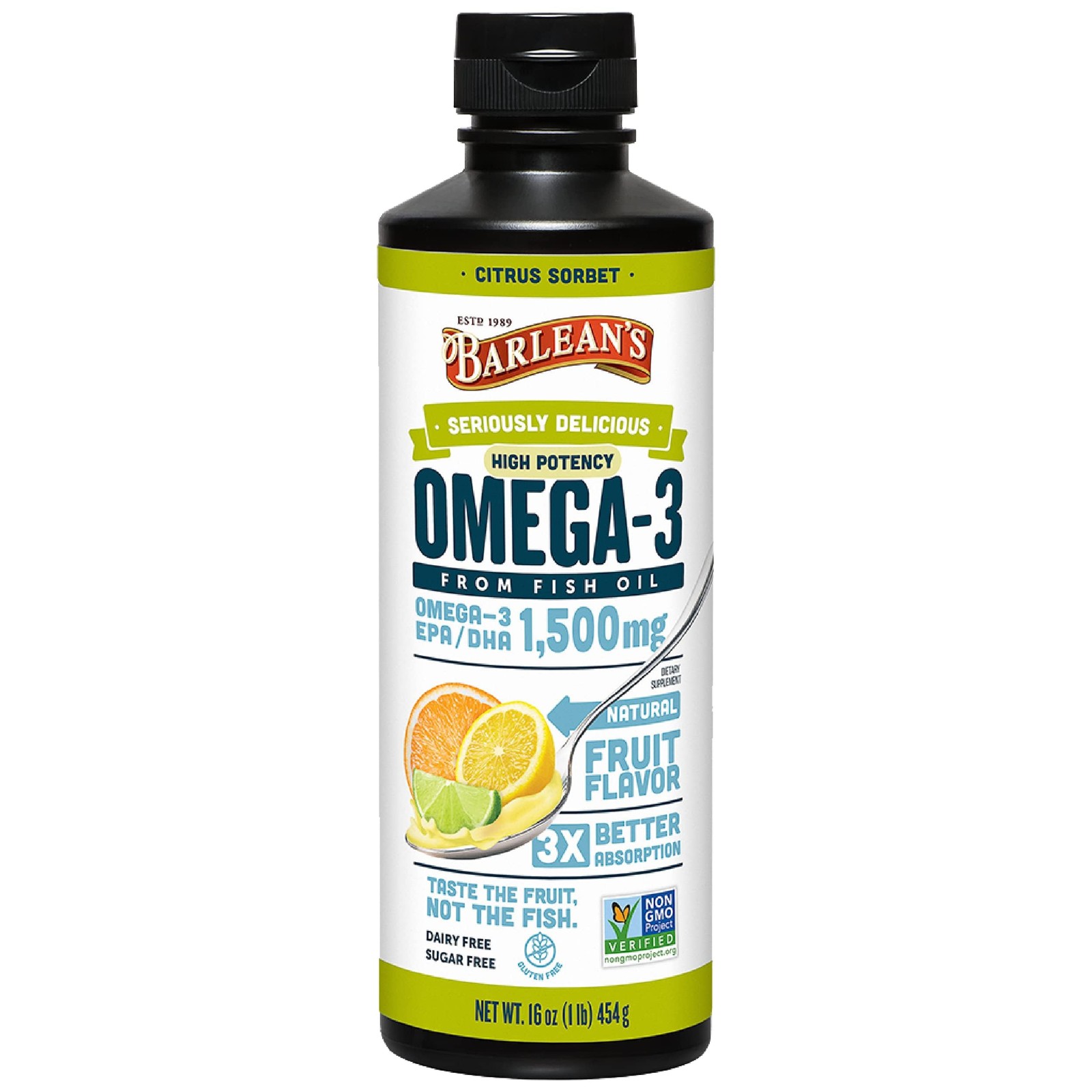 Barlean’s Omega 3 Fish Oil Liquid Supplement for Men and 16 Ounce, Default