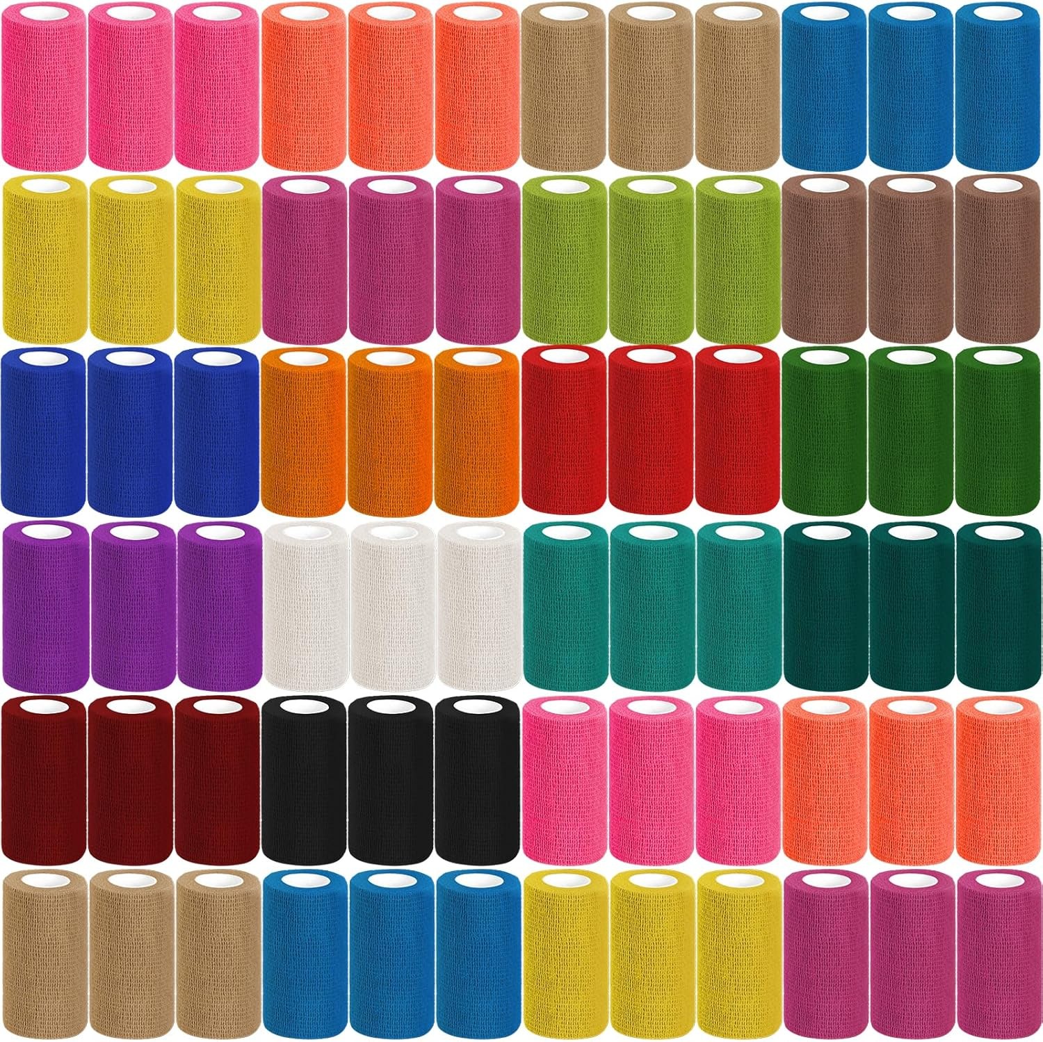 “54 Pack 4″”x5Yds Colorful Cohesive Self Adhesive Vet Wrap Bandage Bulk”