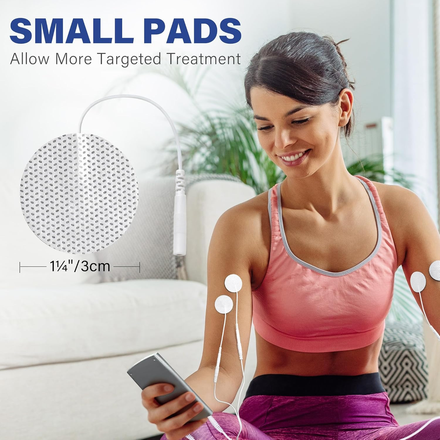 TENS Unit Electrode Pads 40PCS Round Pads 2.0mm Pigtail Connector