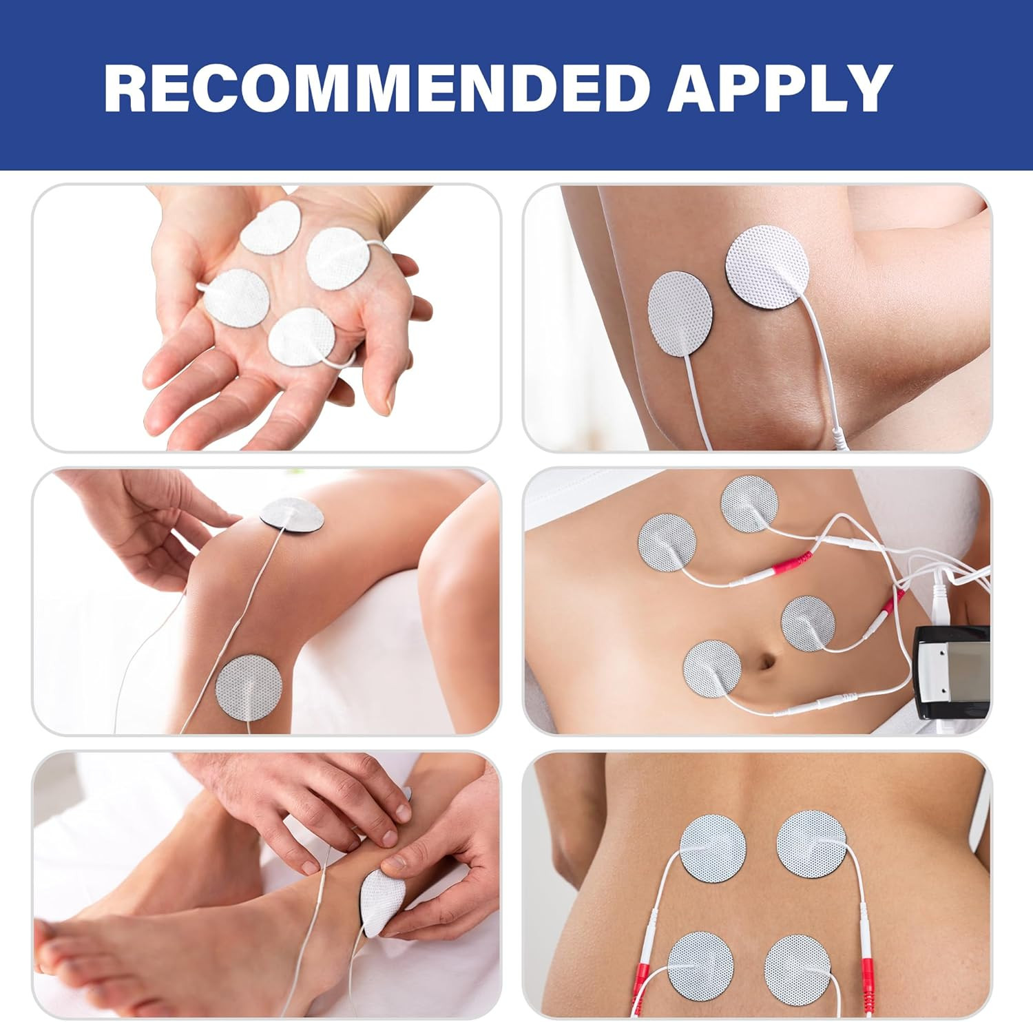 TENS Unit Electrode Pads 40PCS Round Pads 2.0mm Pigtail Connector