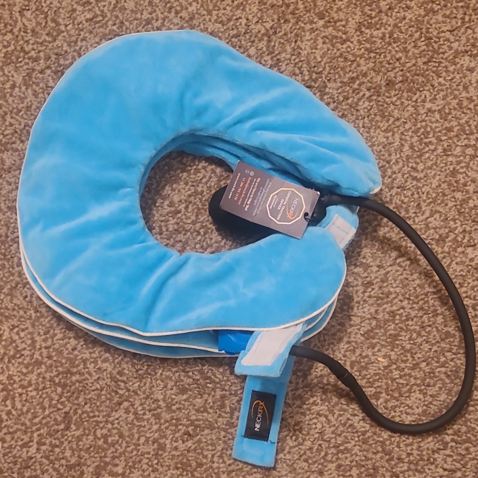 NeckFix Inflatable Cervical Traction Collar Adjustable Blue One Size Pain Relief