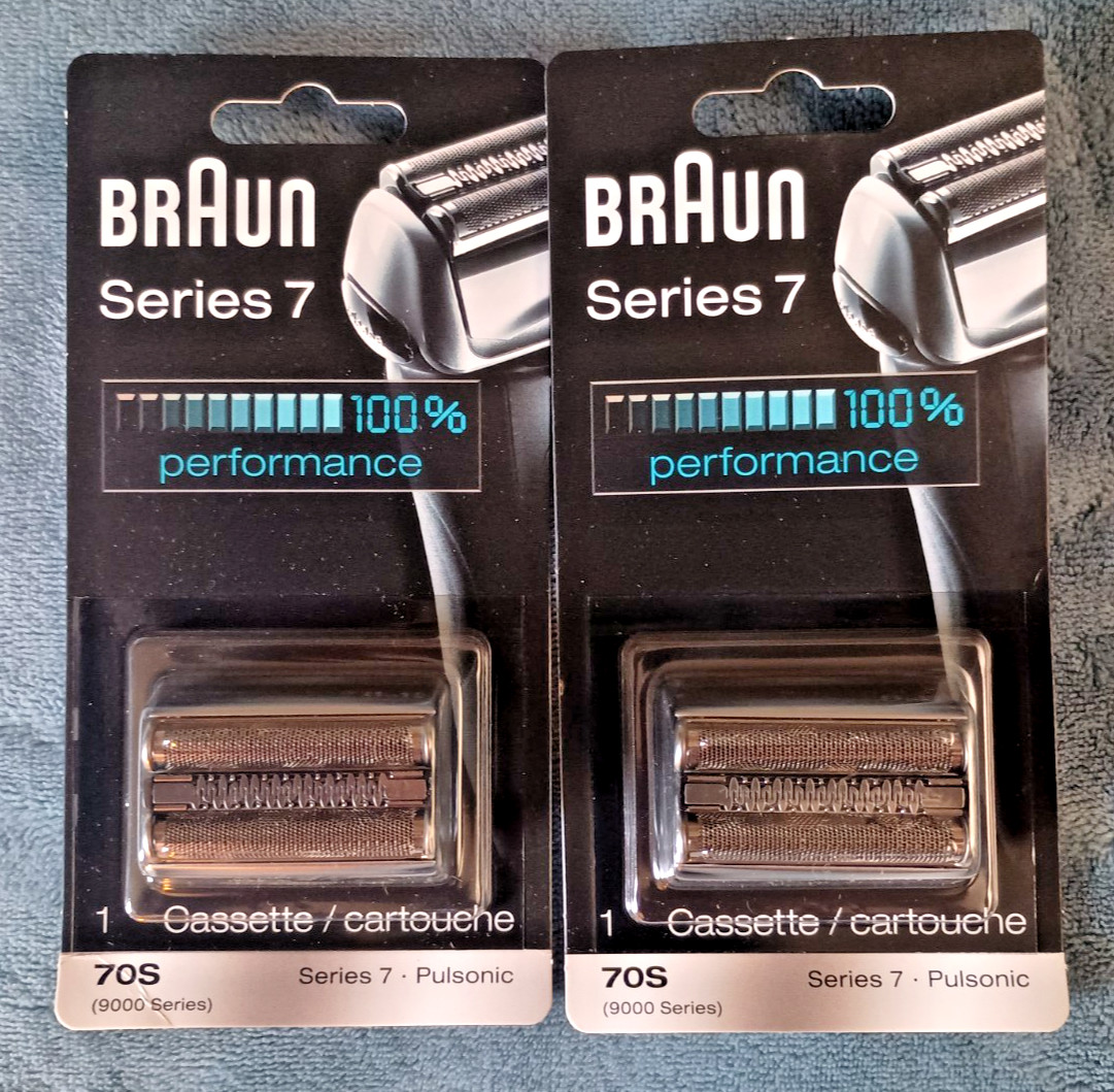2 PACK Braun Series 7 70S Replacement Head Cassette Silver Pulsonic 9000 Series