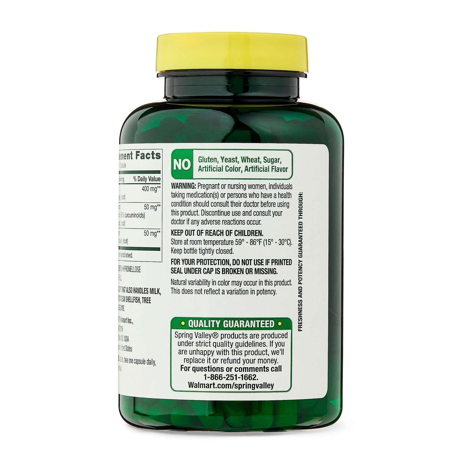 Spring Valley Turmeric Curcumin with Ginger Powder DietarySupplement 500mg 180ct