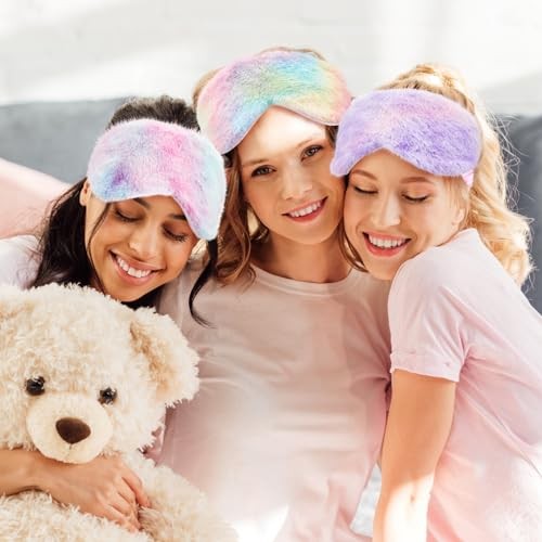 6 Pack Plush Sleep Mask Set, Cute Rainbow, [Variations Not Specified] Tie Dye