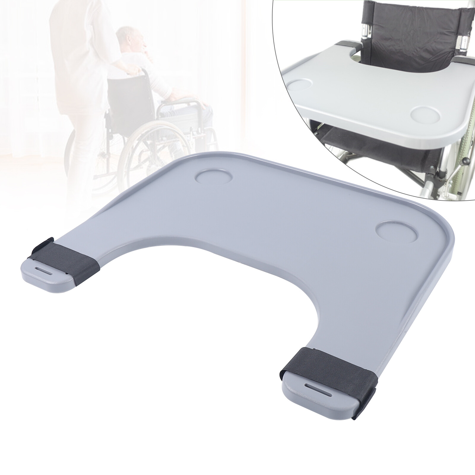 ABS Removable Wheelchair Tray Table Disabled Portable Lap Tray +Cup holder
