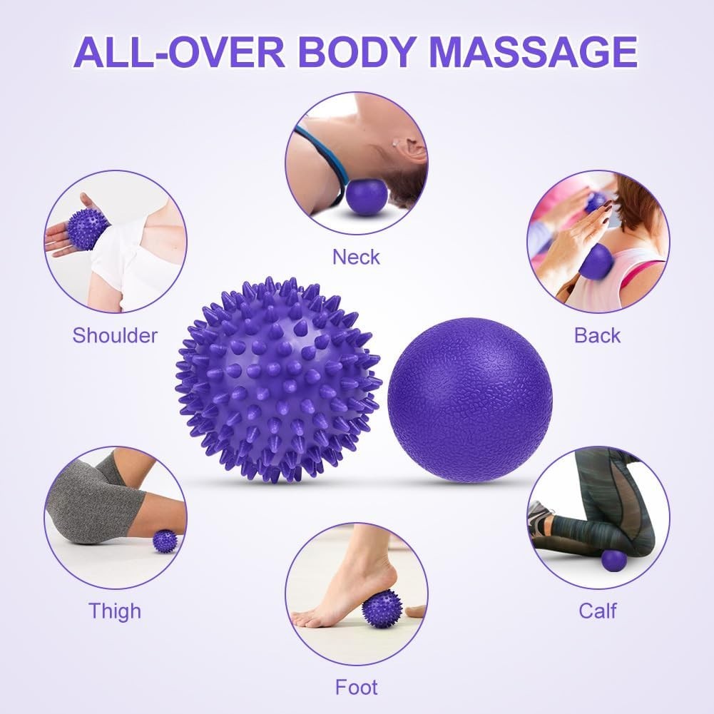 Portable Deep Tissue Massage Balls – 2 Pack Lacrosse & Spike for Pain Relief