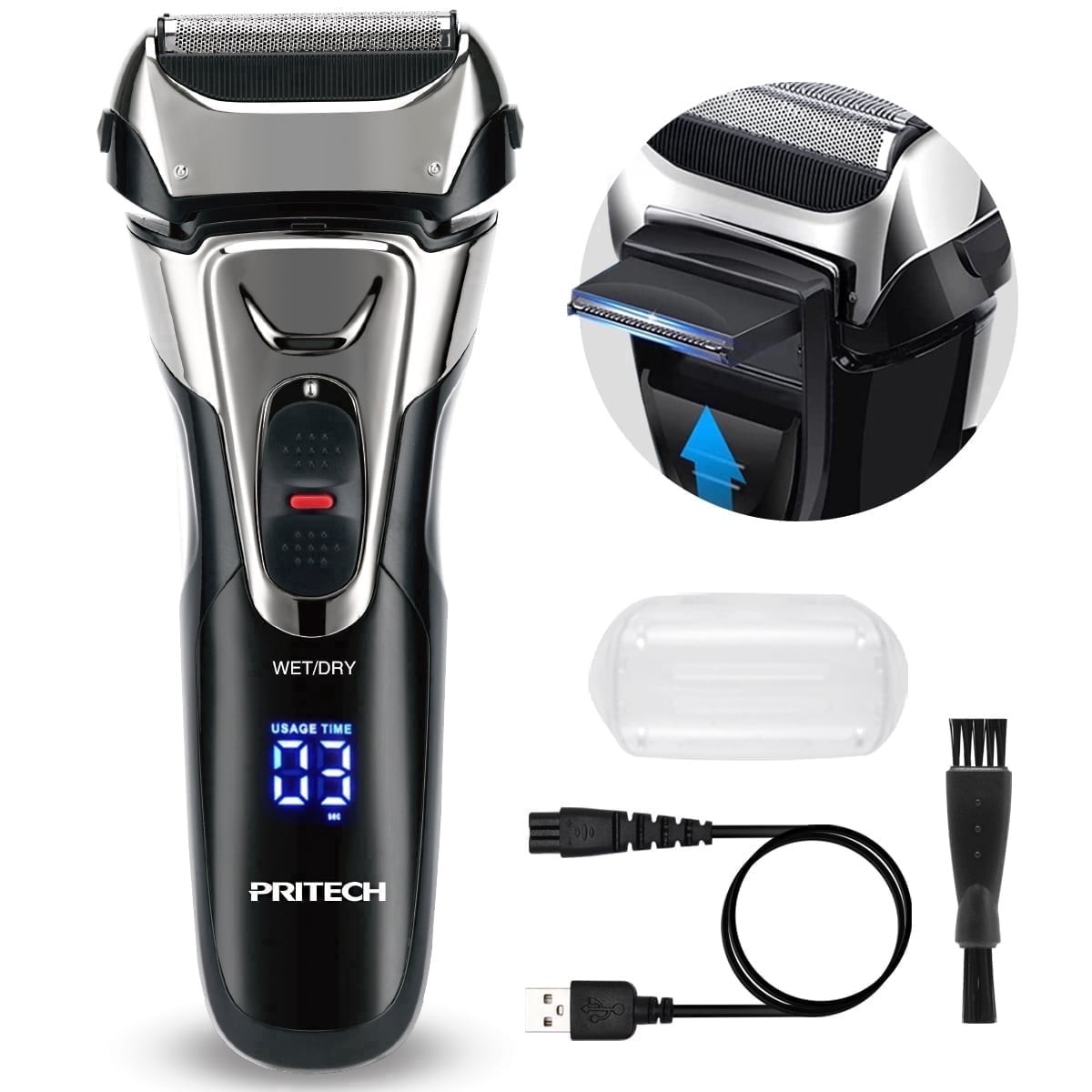 PRITECH Foil Electric Razor Wet Dry LED FreeShip No Import Fee