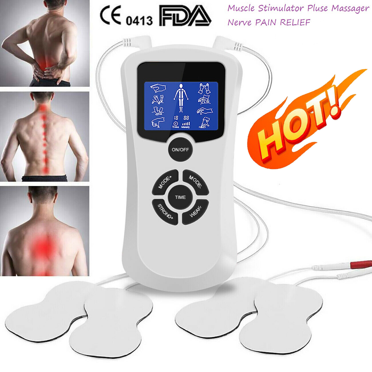 US Tens Machine EMS Digital Acupuncture Therapy Full Massager Nerve Pain Relief