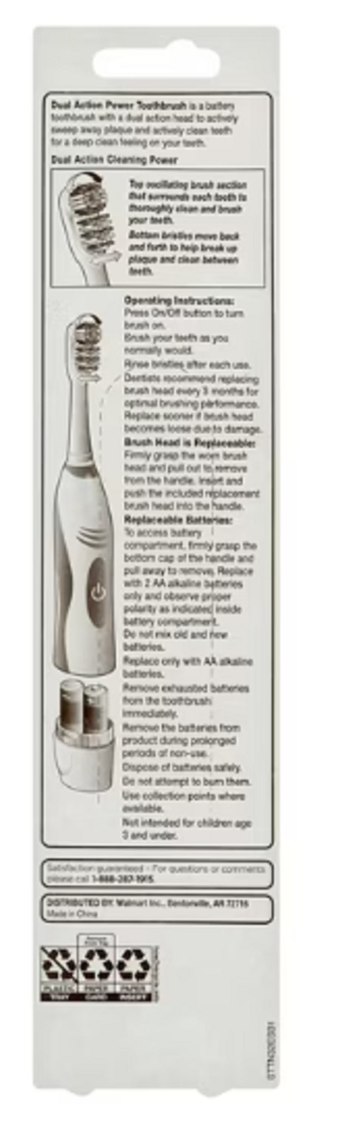 Advanced Dual Action Battery-Powered Electric Toothbrush with 2 Replacemet Head