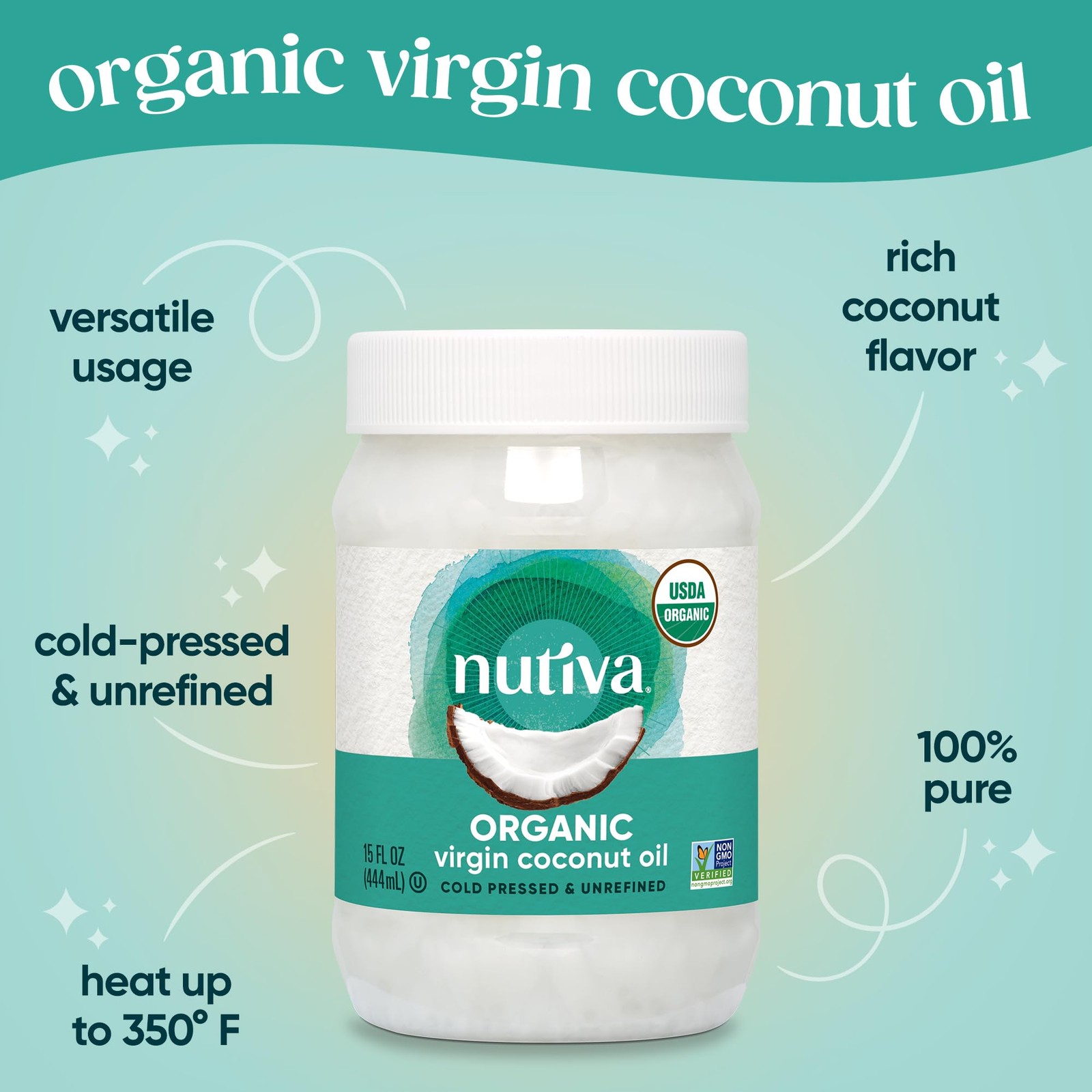 Nutiva Organic, Cold-Pressed, Unrefined, Virgin 15 Fl Oz (Pack of 1), Default