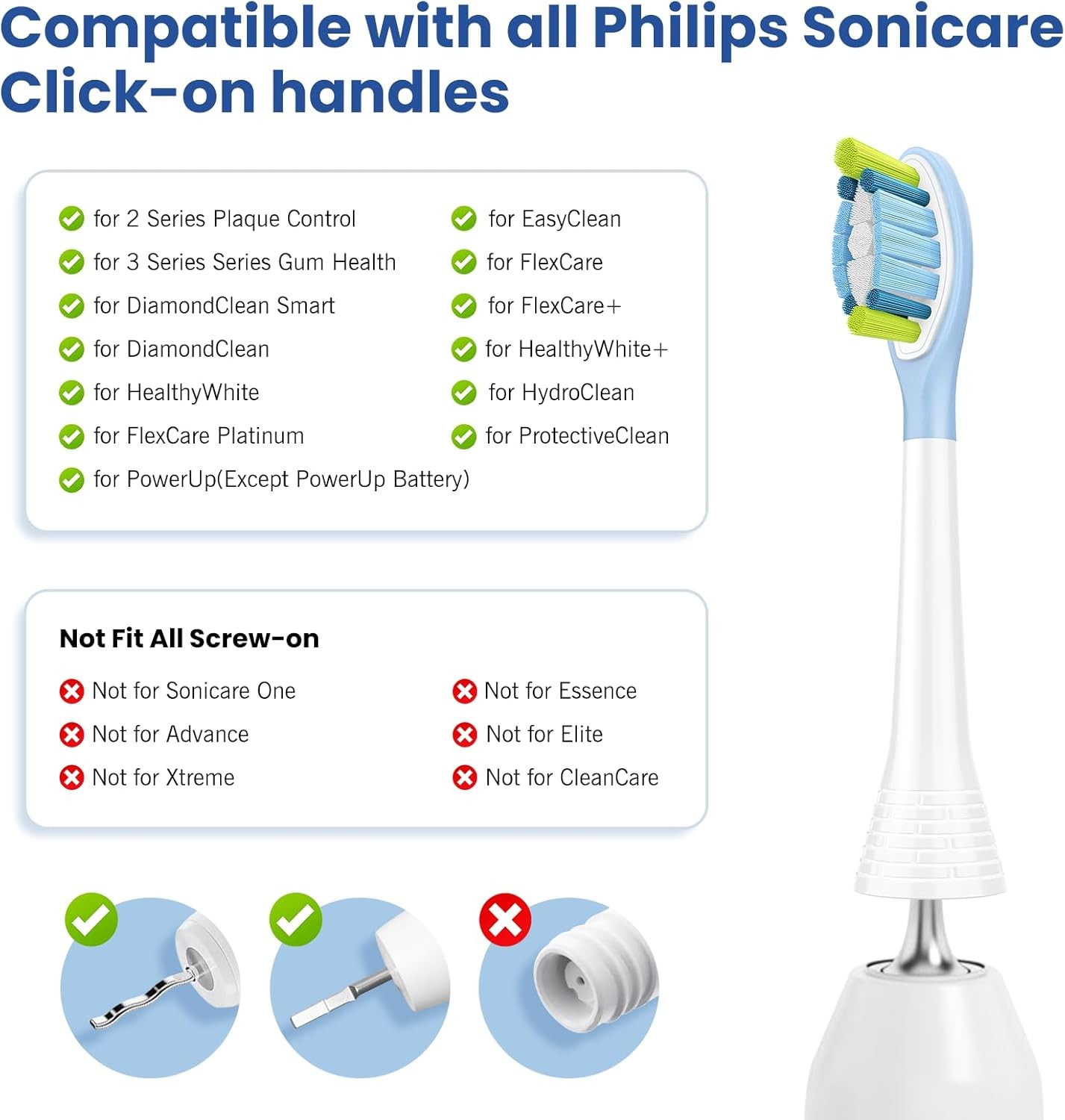 Replacement Toothbrush Heads Compatible with Phillips Sonicare Snap-on 16pc Pack