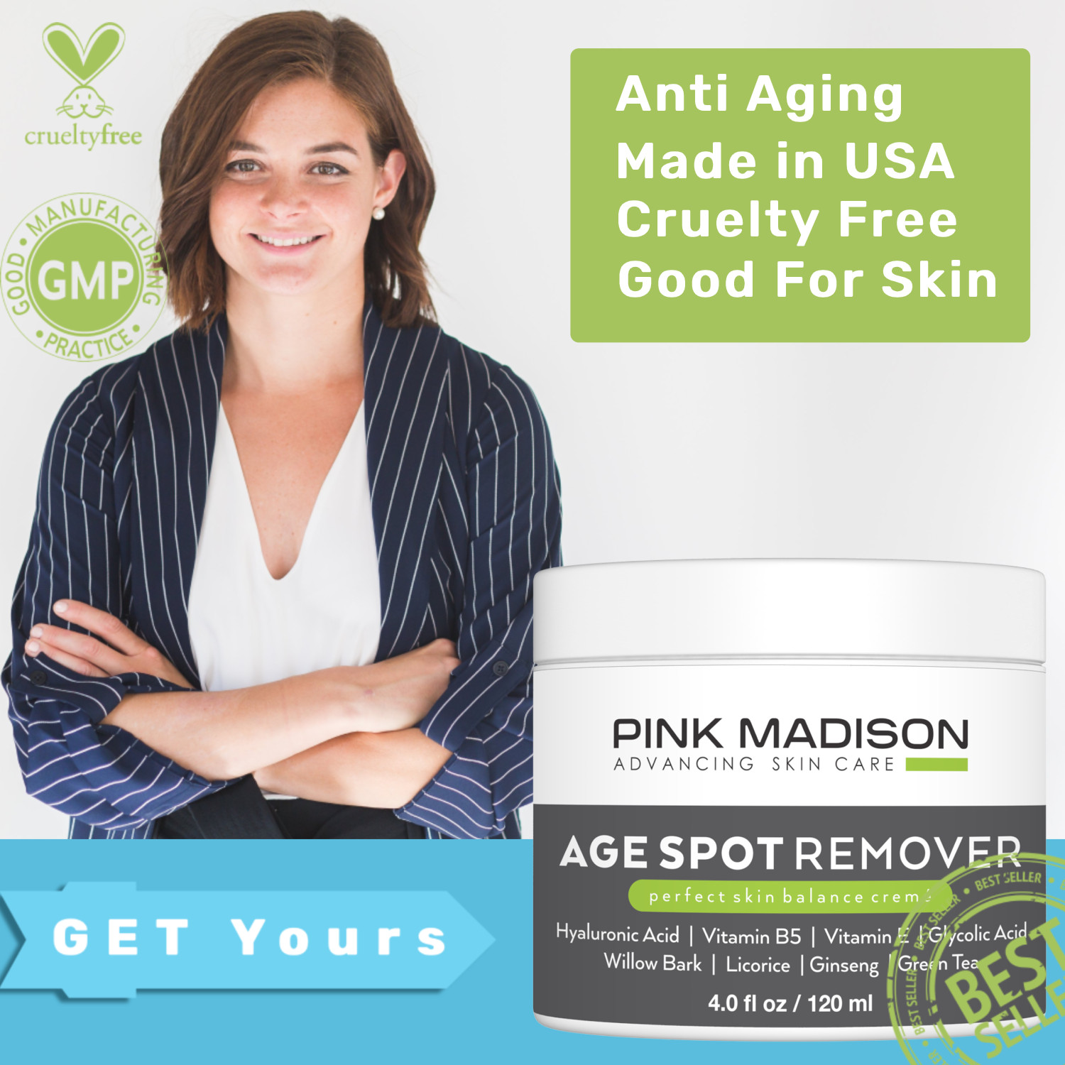 Age Spot Remover Face Body, Hands, Neck. Dark Spot Corrector Cream. Made in USA