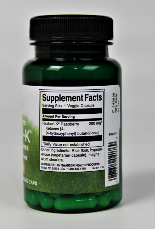 Swanson Double Strength Razberi-K Raspberry Ketones 200 mg 60 Veggie Capsules