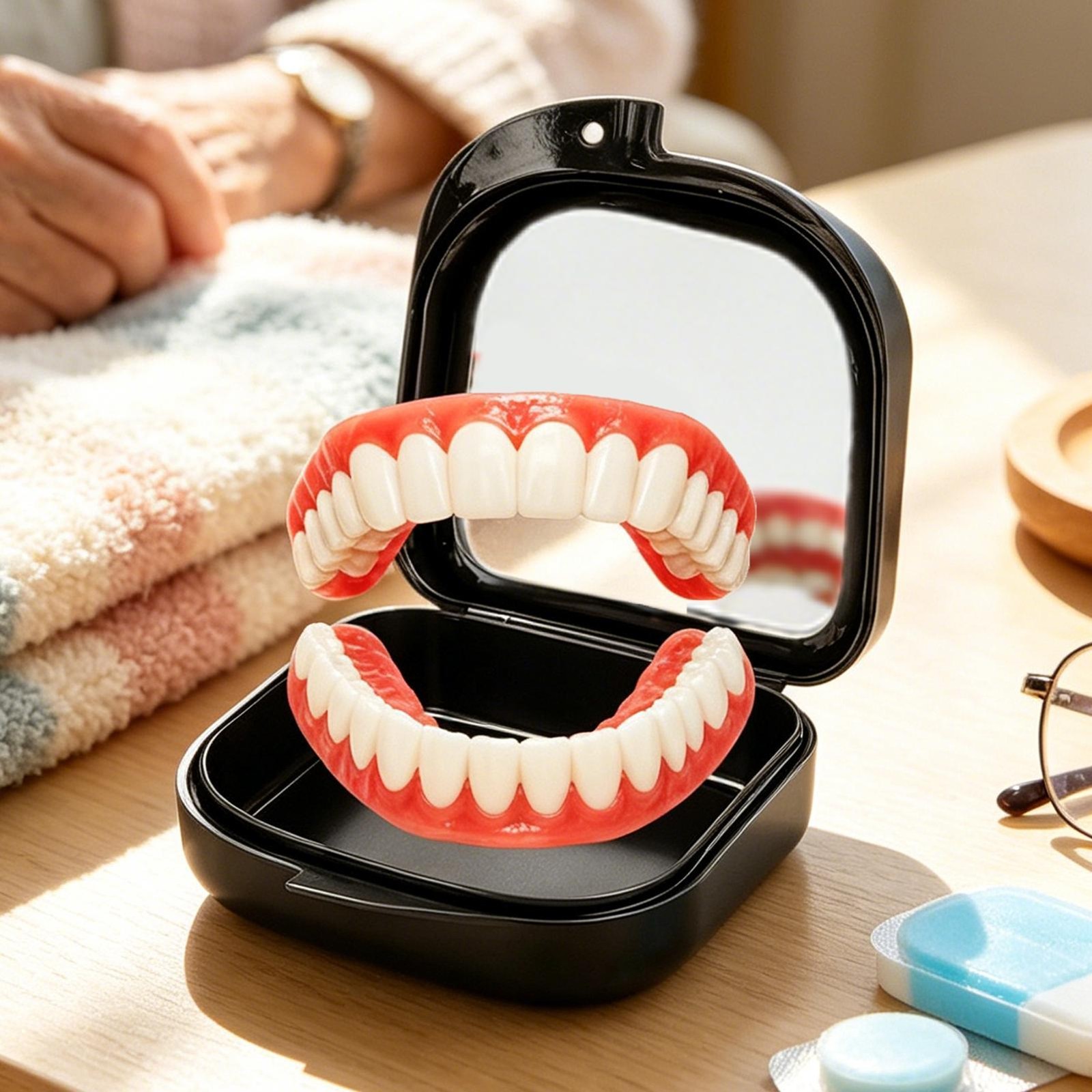 Silicone Denture Reline Kit with Full False Teeth Set Top Bottom Comfort Fit