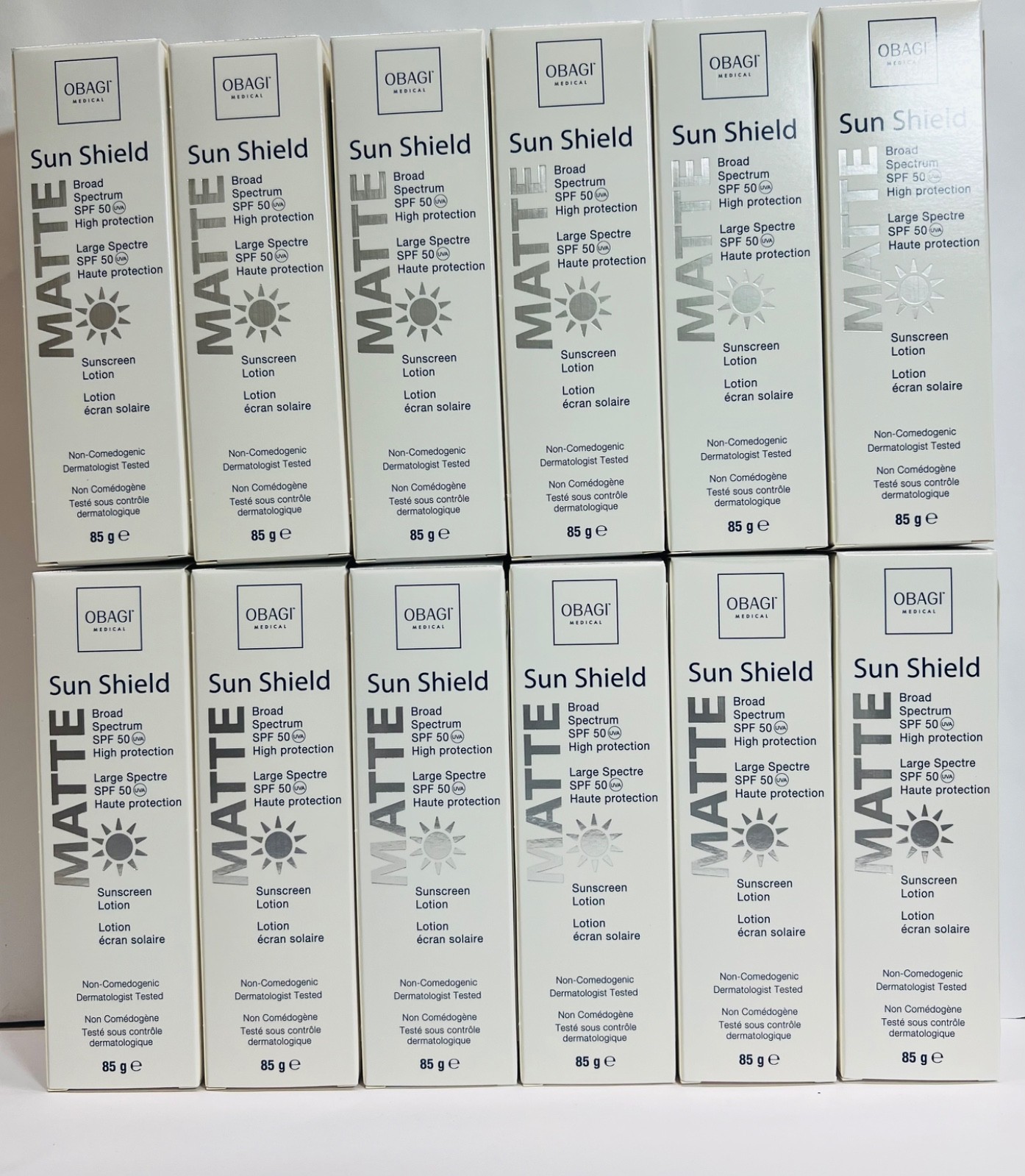 PACK 12! OBAGI SUN SHIELD MATTE SPF 50 85g EU VERSION Brand New in box AUTHENTIC