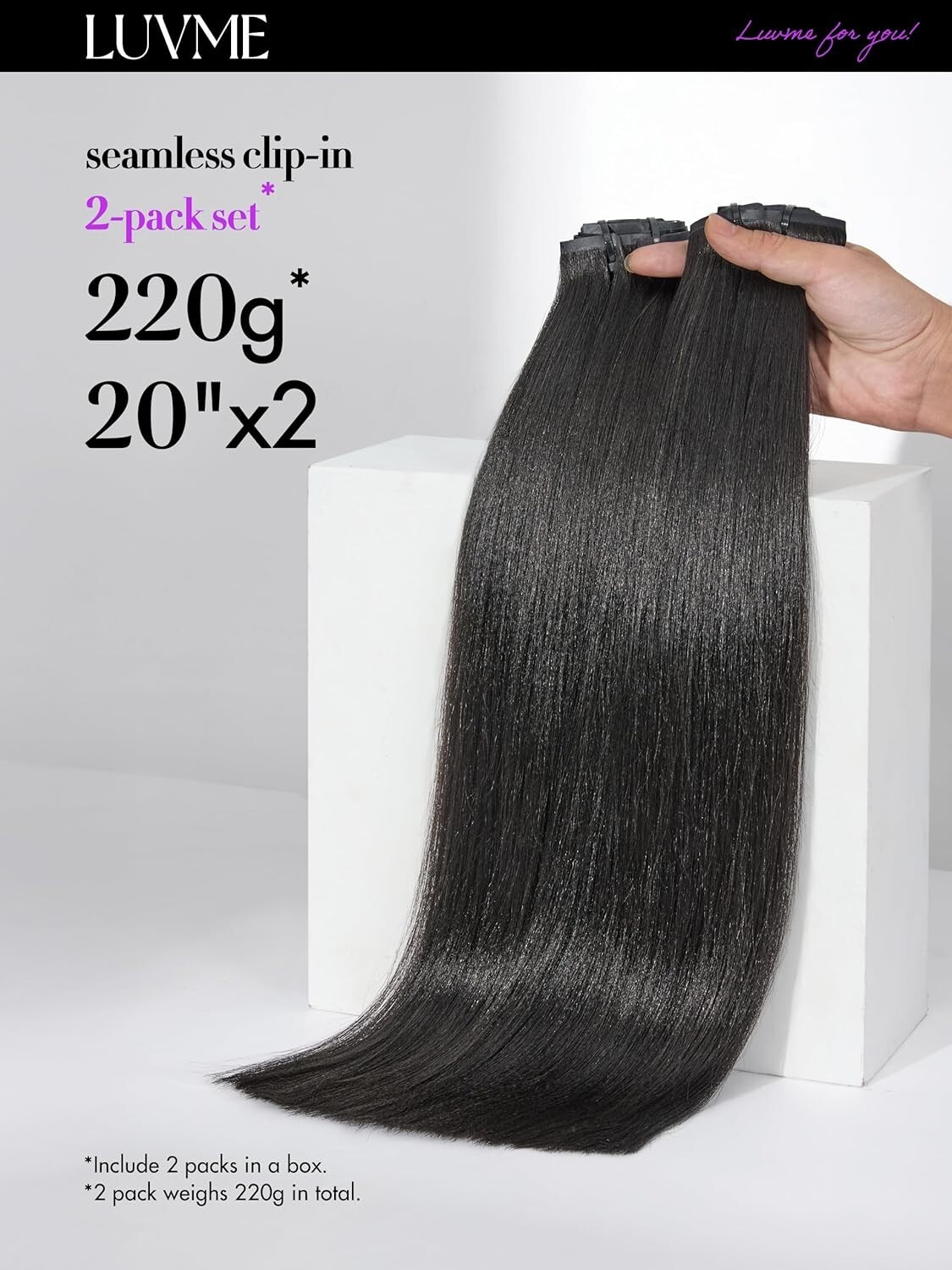 LUVME Yaki Straight LUVME Seamless 2 Pack 18 inch remy human hair