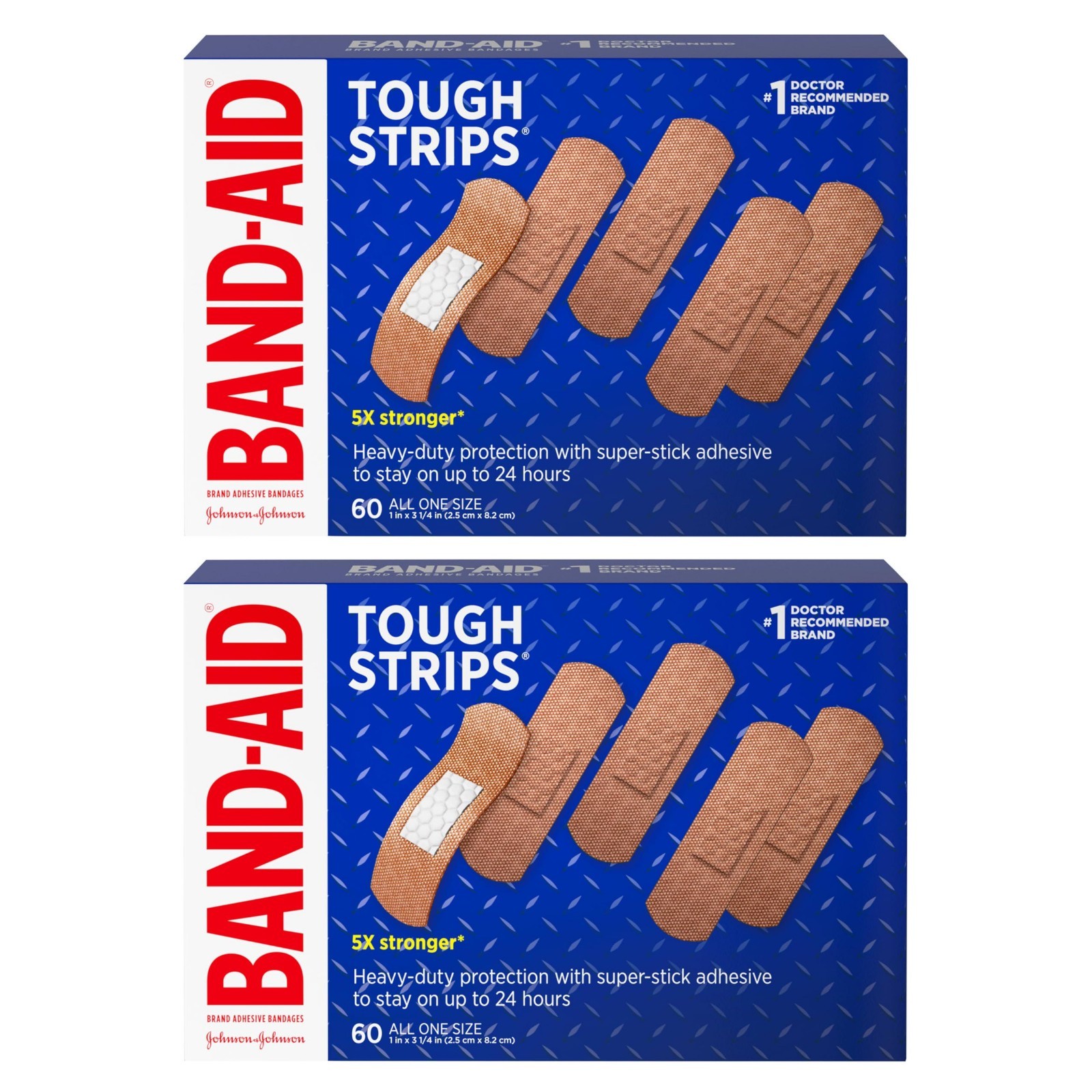 Tough Strips Adhesive Bandages – Durable Wound Care for Cuts & Scrapes, 2 Pack