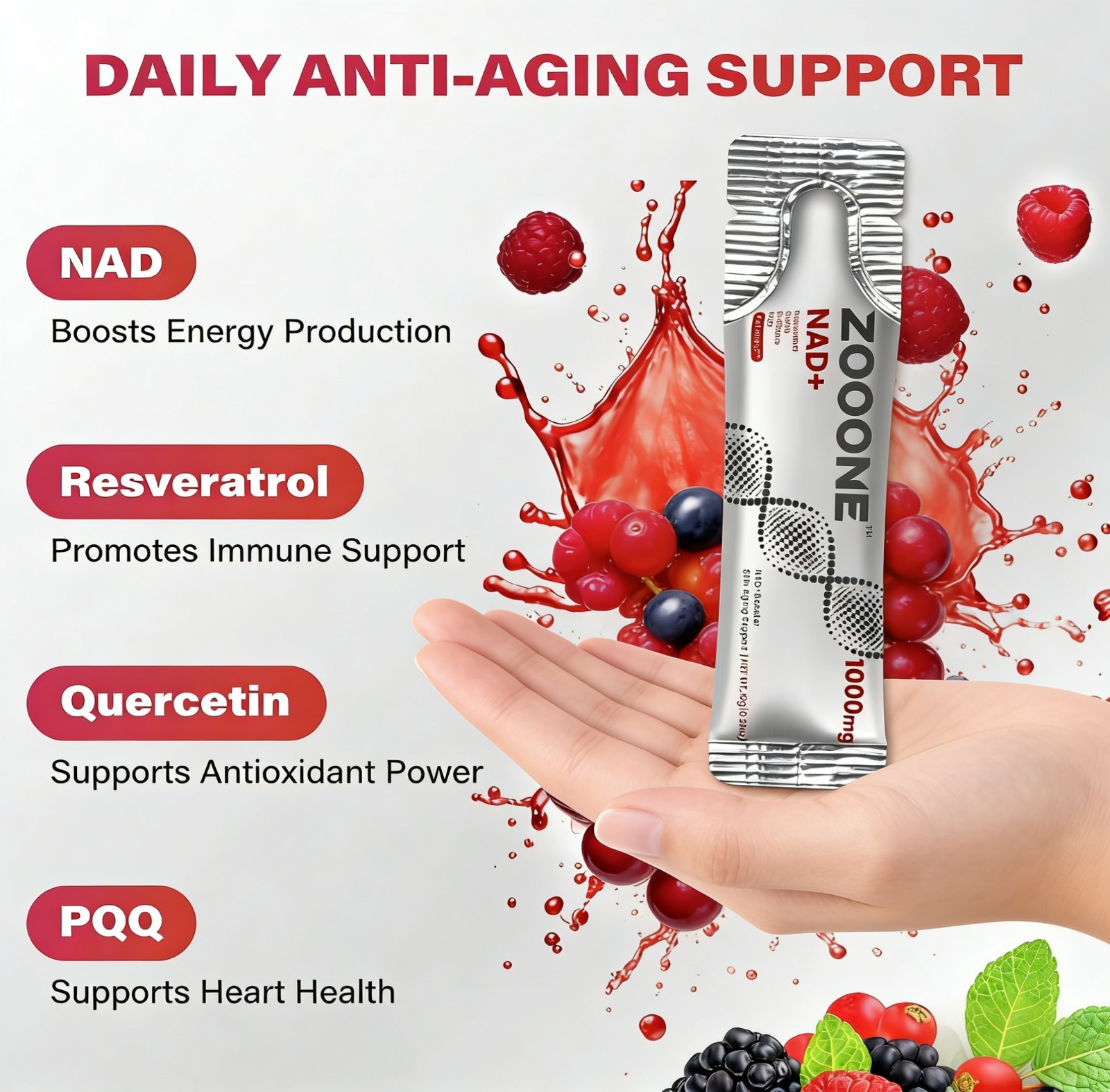 ZOOONE NAD Plus Supplement Cel Blend Cellular Repair Energy Booster Resveratrol