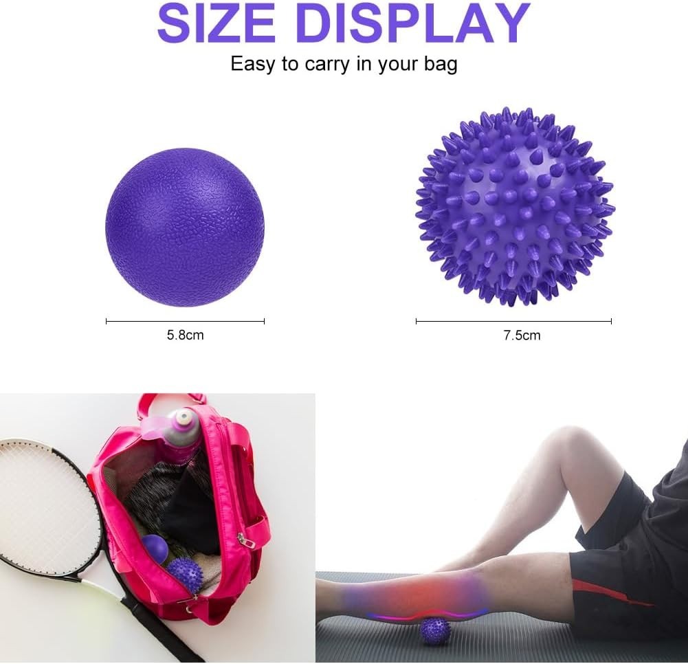 Portable Deep Tissue Massage Balls – 2 Pack Lacrosse & Spike for Pain Relief