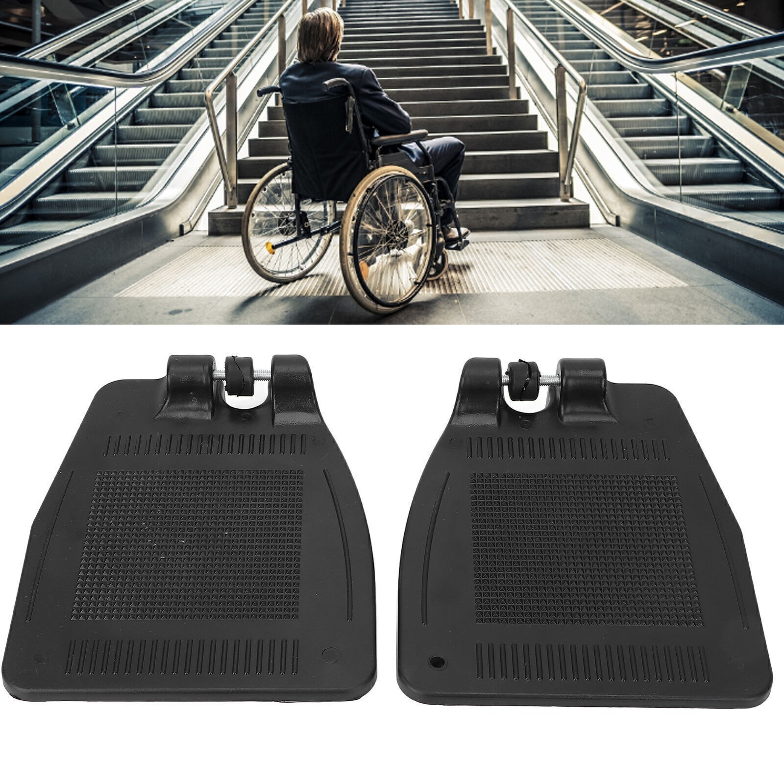 Pair Wheelchair Footplate 19x16cm Footrest Thickened ABS Plastic Nonslip Texture